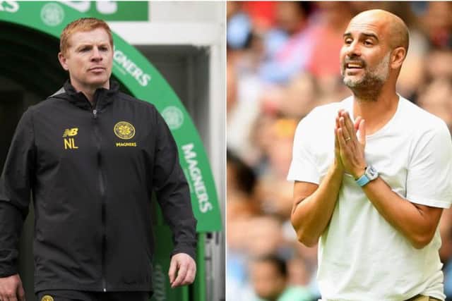 Neil Lennon (left) and Pep Guardiola are both keen on Mitchell Roberts