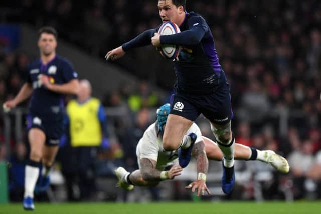 Sam Johnson will make his first Scotland appearance since his try-scoring display against England in March. Picture: Getty
