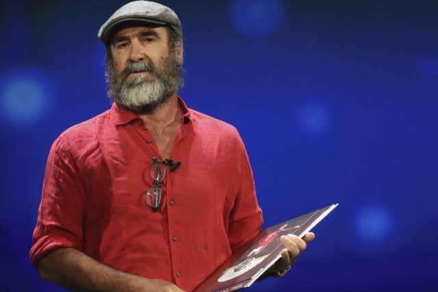 Eric Cantona pictured at the UEFA Champions League draw