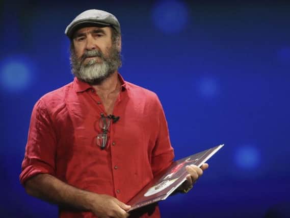 Eric Cantona pictured at the UEFA Champions League draw