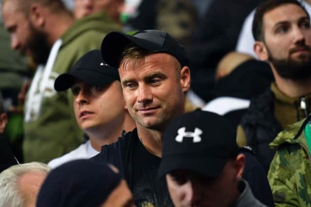 Former Celtic goalkeeper Artur Boruc in the away end at Ibrox on Thursday evening.