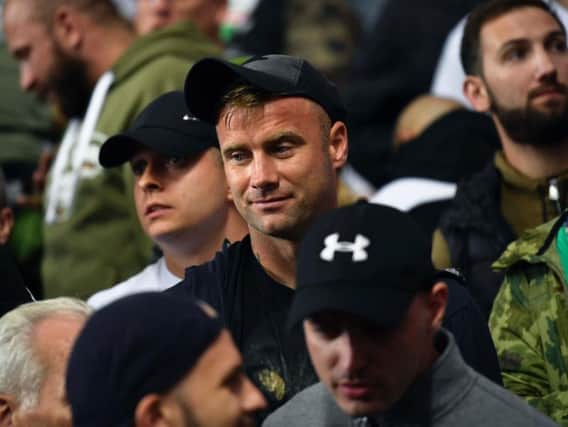 Former Celtic goalkeeper Artur Boruc in the away end at Ibrox on Thursday evening.