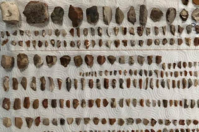 A collection of flints found at the site of the Stone Age camp in Caithness. PIC: Transport Scotland.