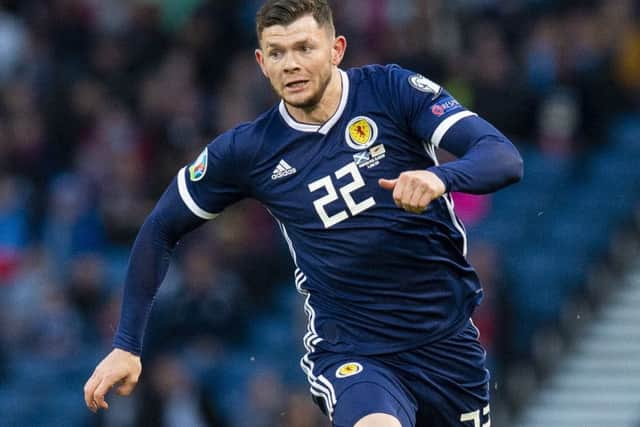 Oli Burke in action for Scotland against Cyprus at Hampden. Picture: Ross MacDonald/SNS