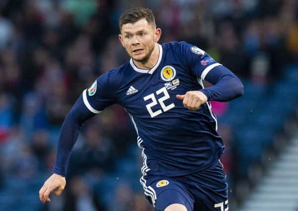 Oli Burke in action for Scotland against Cyprus at Hampden. Picture: Ross MacDonald/SNS