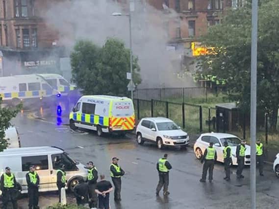 The scene in Govan. Picture: @Enderbyc/Pa Wire