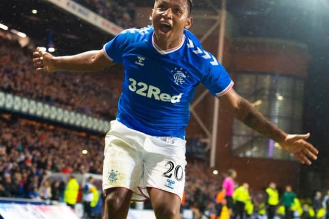 Alfredo Morelos celebrates scoring in Europe.