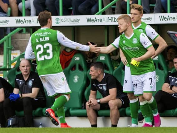 The substitution of Scott Allan was booed by Hibs fans.  Photograph: Alan Harvey/SNS