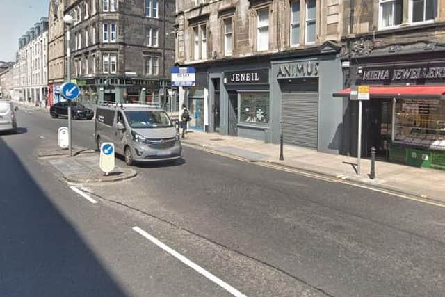 The incident took place around 11am today (Saturday) at a jewellers on Great Junction Streetin Leith and one55-year-old man, who was working within sustained minor injuries to his arm.