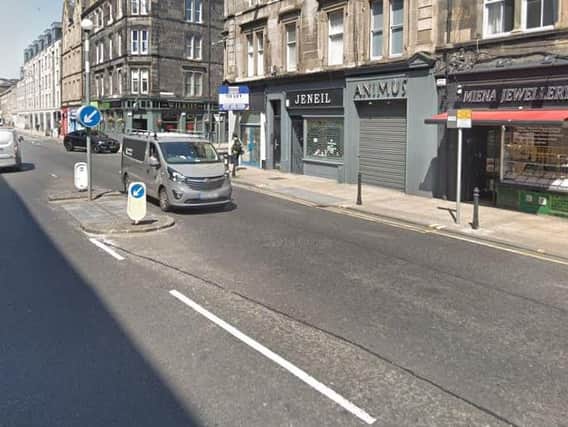 The incident took place around 11am today (Saturday) at a jewellers on Great Junction Streetin Leith and one55-year-old man, who was working within sustained minor injuries to his arm.