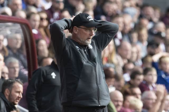 Hearts manager Craig Levein shows his anxiety during his sides draw with Hamilton on Saturday. Picture: SNS