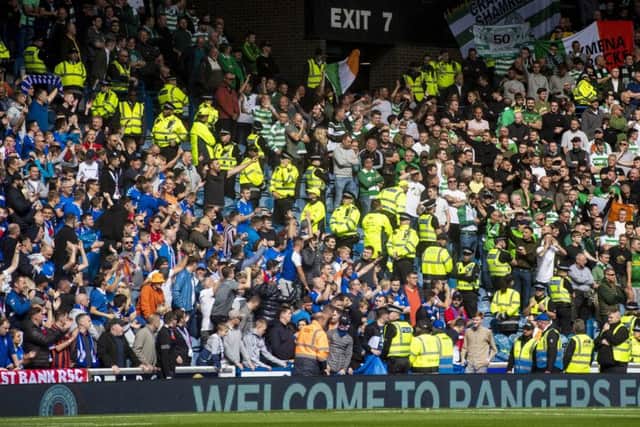 Celtic and Rangers fans are segregated during the visitors' 2-0 win at Ibrox. Picture: Craig Williamson/SNS Group