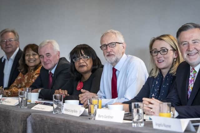 Labour leader Jeremy Corbyn with members of his shadow cabinet yesterday. Picture: Danny Lawson/PA Wire