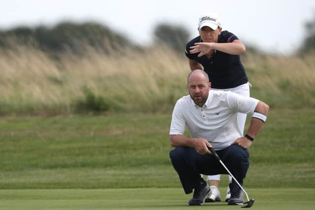Heather MacRae made her return after surgery in the PGA Fourball at Farleigh with Craig Lee. Picture: Christopher Lee/Getty