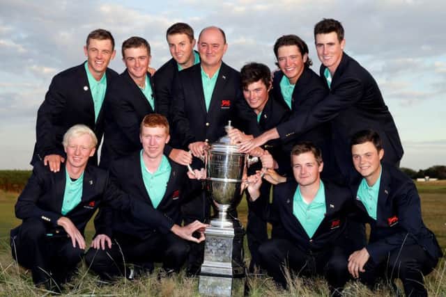 The GB & Ireland team celebrate victory in the 2015 Walker Cup at Royal Lytham & St Annes. Picture: Clint Hughes/Getty