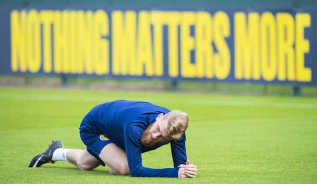 Scotland striker Oli McBurnie during a training session at Oriam. Picture: Craig Williamson/SNS Group/SFA