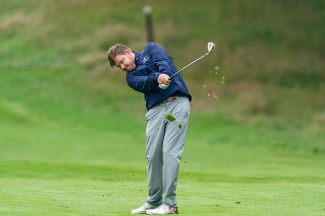 Paul OHara plays his approach shot at the fourth in the first round of the Scottish PGA Championship. Picture: Kenny Smith
