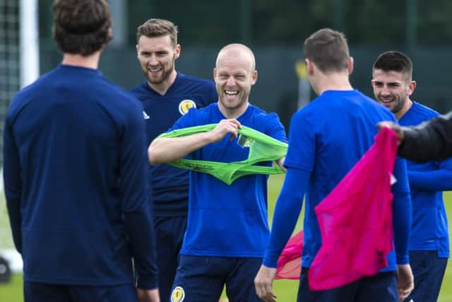Steven Naismith at a Scotland training session at Oriam. Photo: Paul Devlin/SNS Group.