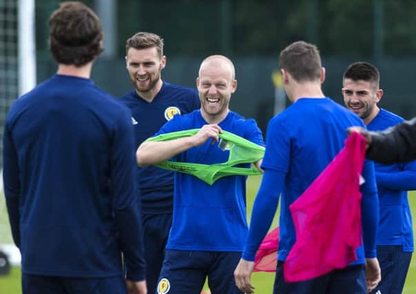 Steven Naismith at a Scotland training session at Oriam. Photo:  Paul Devlin/SNS Group.