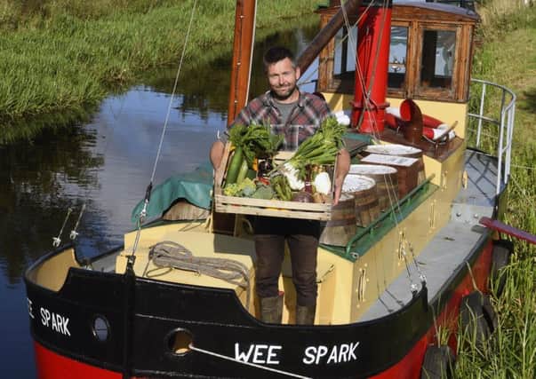 Iain Withers with some of the produce he plans to take to market via the Union Canal (Picture: Lisa Ferguson)