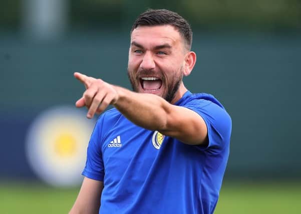 Robert Snodgrass enjoying himself during Scotland training at Oriam ahead of the game against Russia. Picture: Ian MacNicol/Getty