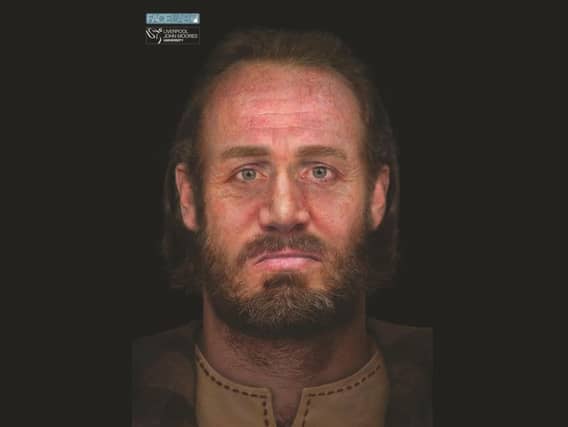 The reconstructed face of the clansman who was killed in Easter Ross in the 15th Century at a time of heightened violence in the area. PIC: Face Lab, Liverpool John Moores University.