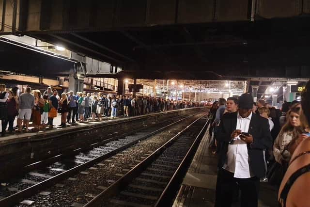 Crowds at Waverley Station late on Saturday 24 August. Picture: Lynda Sirel