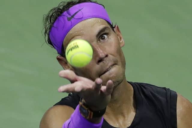 Rafael Nadal serves to Diego Schwartzman. Picture: Adam Hunger/AP