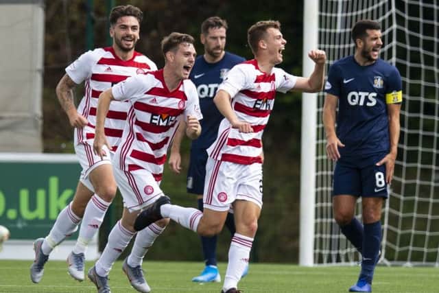 Hamilton's Lewis Smith celebrates his goal against Kilmarnock. Picture: SNS
