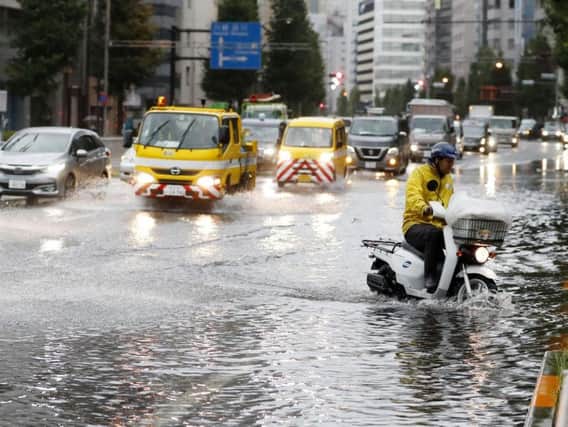 Several railway and subway operators suspended services and flights were cancelled at Tokyo airports as Typhoon Faxai passed over Chiba.
