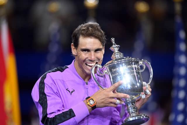 Rafael Nadal  with the US Open trophy after his five-set victory over  Danil Medvedev in the final   the fourth time he has taken the title. Picture: AFP/Getty