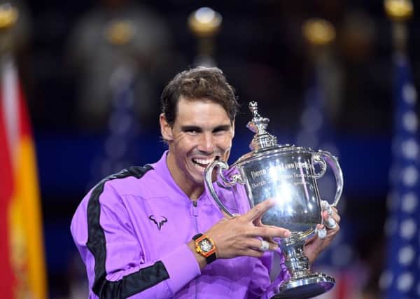 Rafael Nadal  with the US Open trophy after his five-set victory over  Danil Medvedev in the final   the fourth time he has taken the title. Picture: AFP/Getty