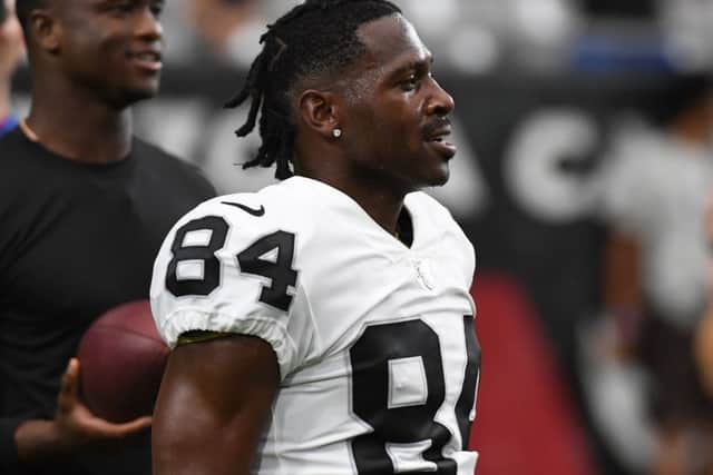 Antonio Brown on the sidelines before the Oakland Raiders' pre-season game against Arizona. Picture: Norm Hall/Getty