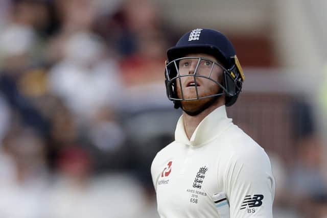 Ben Stokes, dejected after losing his wicket on the final day at Old Trafford, now faces a fitness check. Picture: Getty