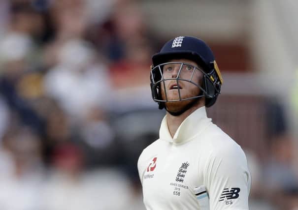 Ben Stokes, dejected after losing his wicket on the final day at Old Trafford,  now faces a fitness check. Picture: Getty
