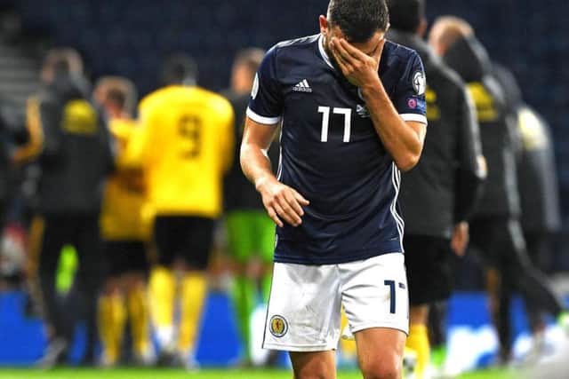 Another long evening for Scotland as they lost 4-0 to Belgium. Picture: SNS