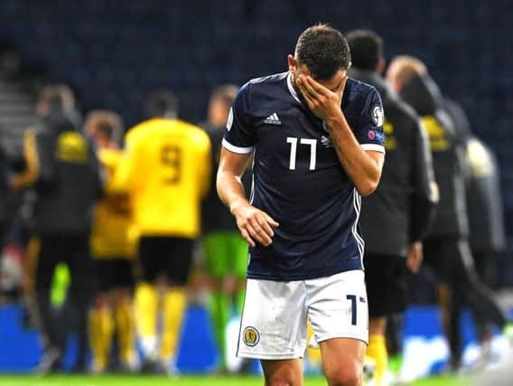 Another long evening for Scotland as they lost 4-0 to Belgium. Picture: SNS