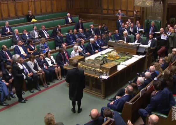 MPs stage a protest in the House of Commons before prorogation of Parliament. Still taken from Parliament TV video.