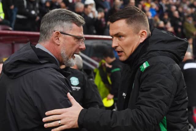 Hearts boss Craig Levein and Hibs manager Paul Heckingbottom.