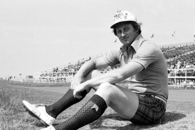 Brian Barnes takes a break during the Scottish Open practice day at Turnberry in July 1977