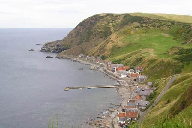 Unique little village hanging on to the cliffs in Aberdeenshire. The gable ends of each house face the gale force gustof the North Sea.