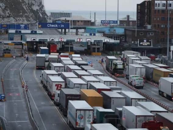 Lorries queue at the port of Dover