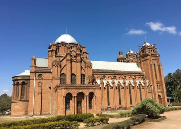 St Michaels and All Angels Church in Blantyre, Malawi, completed in 1891, was designed by Rev David C Scott from Edinburgh and built, by hand, by Malawi craftsmen
