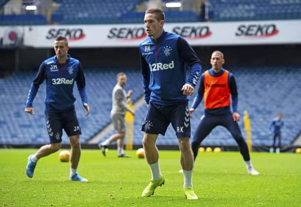Ryan Kent during a Rangers training session at Ibrox. Picture: Craig Foy/SNS