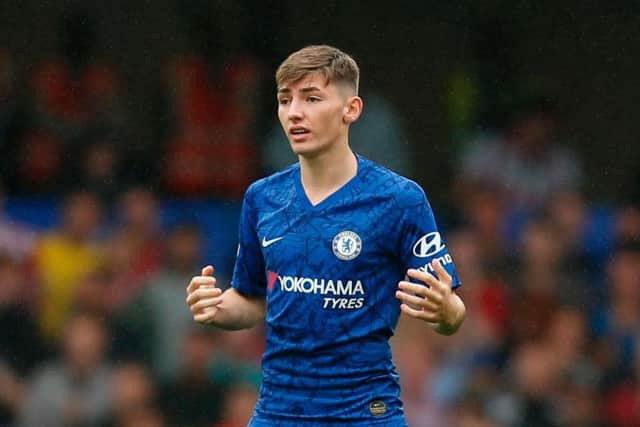 Billy Gilmour on Premier League duty for Chelsea last month