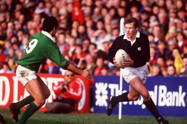 John Rutherfords Scotland career was ended after a knee injury in Scotlands World Cup match against France in 1987. Picture: Colorsport/Shutterstock