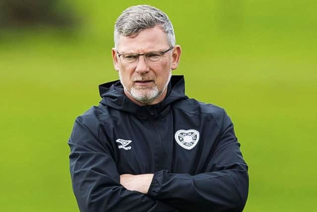 Craig Levein supervises training ahead of the game against Motherwell. Picture: Roddy Scott/SNS