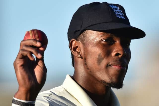 England's Jofra Archer leaves the field after taking 6-62. Picture: Glyn Kirk/AFP/Getty Images