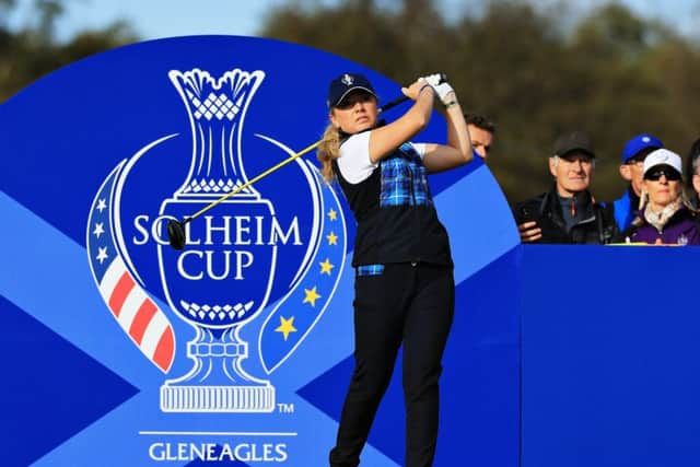 Bronte Law tees off at the seventh hole at Gleneagles. Picture: Getty.