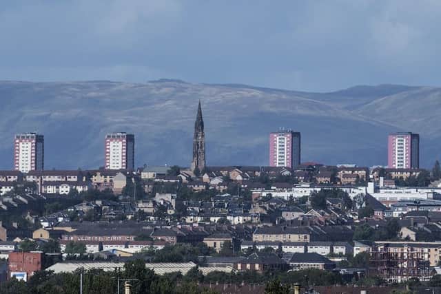 The Roystonhill Spire and Charles St high rise flats dominate Glasgow North East
